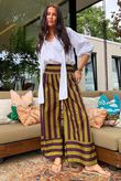 Bloc Stripe Wide Leg Pant Aubergine & Olive